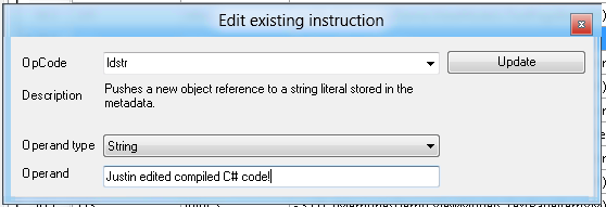 Editing hardcoded text in C#