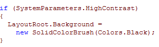 SystemParameters.HighContrast code snippet